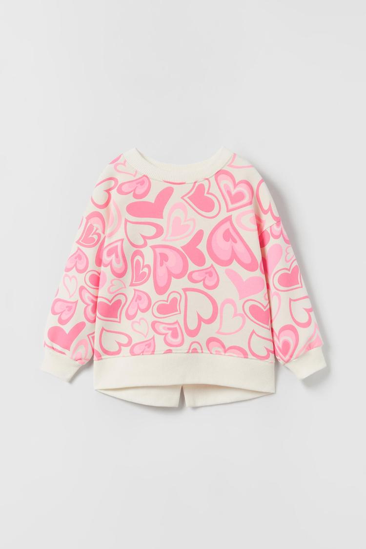 Zara heart sweatshirt hotsell